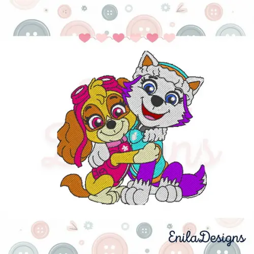 Matriz de Bordado Patrulha Canina Skye e Everest -3 Tamanhos