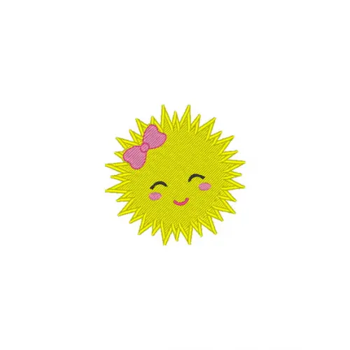 Matriz de Bordado Sol Kawaii Menina - 6 Tamanhos