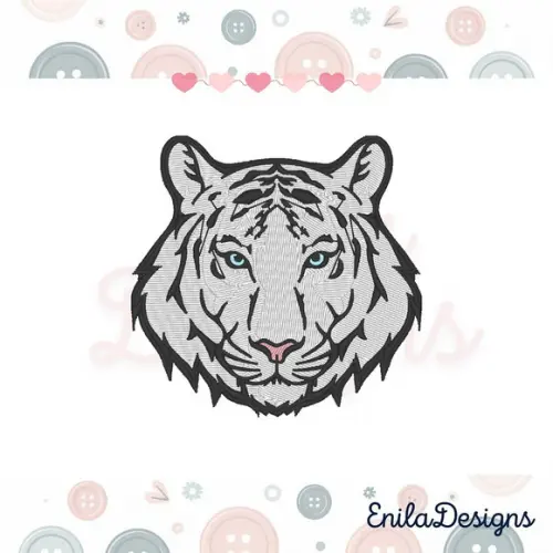 Matriz de Bordado Tigre Branco Rosto