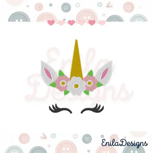 Matriz de Bordado Unicornio Cabeça e Olhos