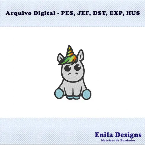 Matriz de Bordado Unicornio Cute - Enila Designs