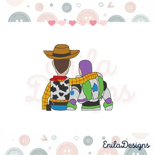 Matriz de Bordado Toy Story Woody e Buzz Abraço