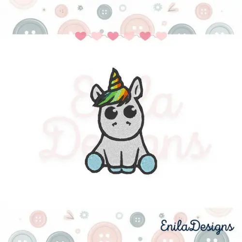 Matriz de Bordado Unicornio Cute - Enila Designs