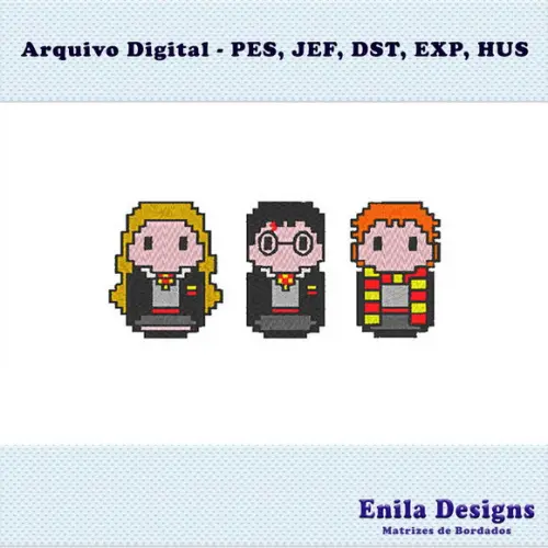 Matrizes de Bordado Harry Potter e Amigos Pixel Art