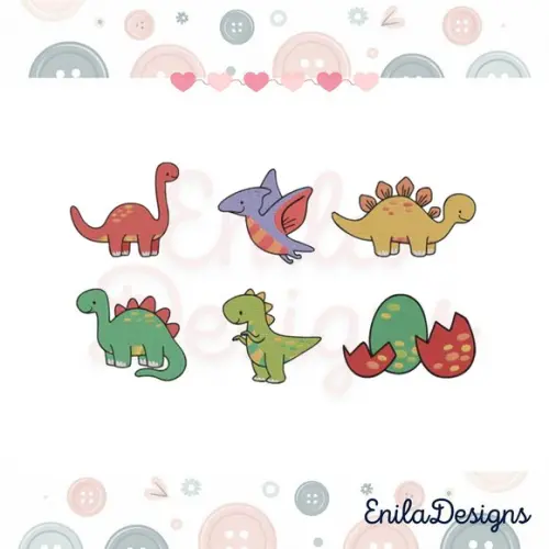 Matrizes de Bordado Dinos Baby - 2 Tamanhos