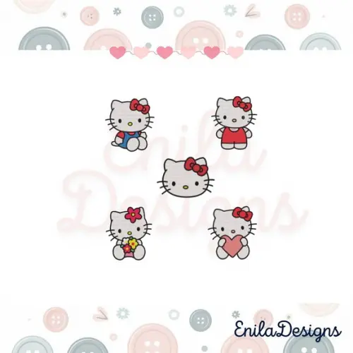 Matrizes de Bordado Hello Kitty - 4 Tamanhos