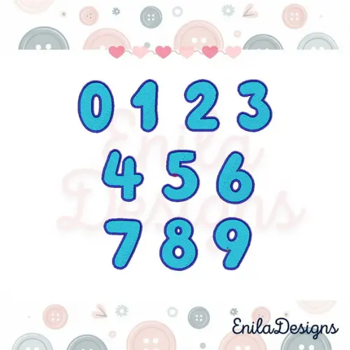 Matrizes de Bordado Numeros - Blue Numbers - 4 Tamanhos