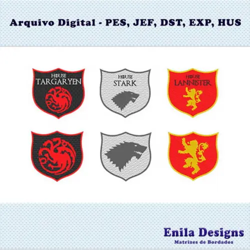 Pacote de Matrizes de Bordado Game of Thrones - 6 matrizes