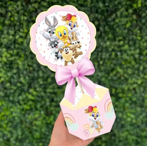 Arquivo Centro de Mesa Baby Looney Tunes Rosa Studio e Pdf s/ nome