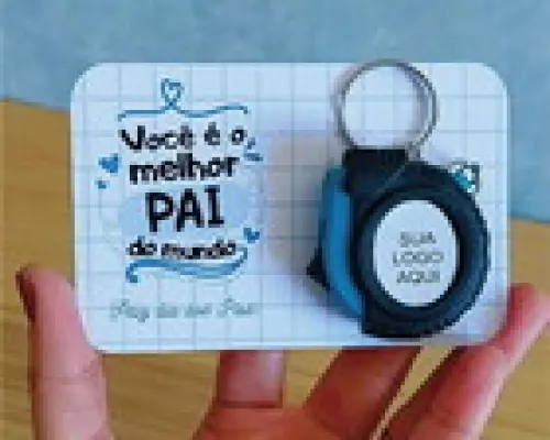 Cartão com Mini Trena Azul - Dia dos Pais