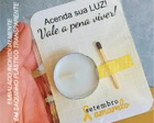 Cartão com Mini Vela - Setembro Amarelo