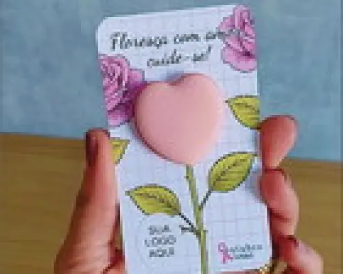 Cartão com Mini Esponjinha - Outubro Rosa