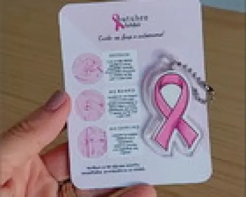 Cartão com Chaveiro Laço - Outubro Rosa