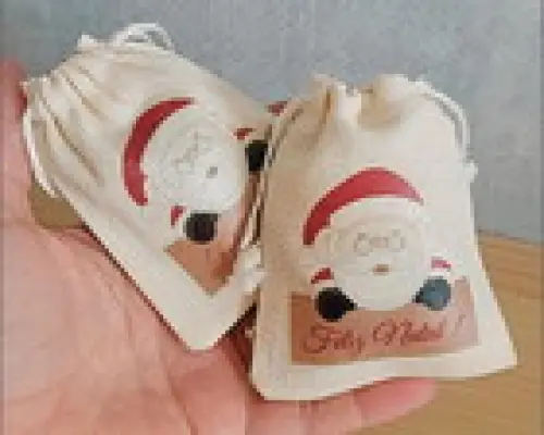 Saquinhos Personalizados em Algodão Cru - Natal