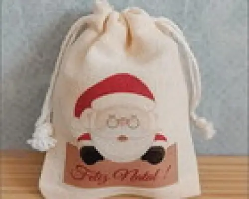 Saquinho de Natal em Algodão Cru