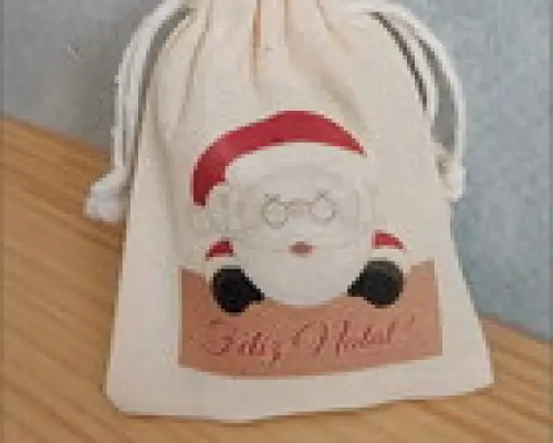 Saquinho de Natal em Algodão Cru