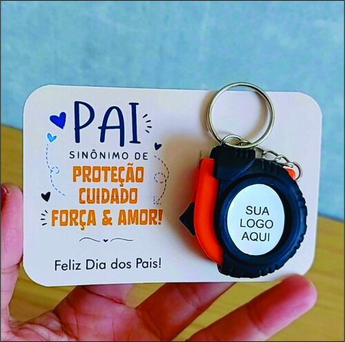 Cartão com Mini Trena Laranja - Dia dos Pais
