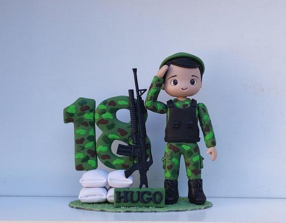 Topo de Bolo Vela Personalizada Militar