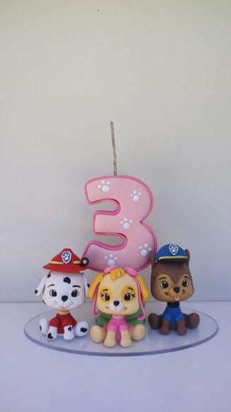 Topo de Bolo Vela Personalizada Patrulha Canina