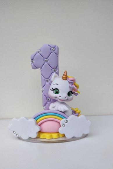 Topo de Bolo Vela Personalizada Unicórnio