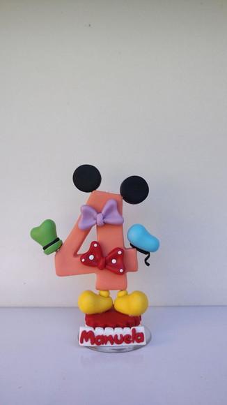 Topo de Bolo Vela Personalizada Turma do Mickey Rosa