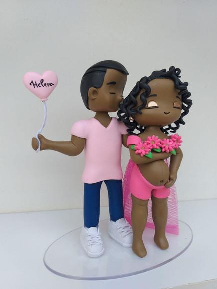 Topo de Chá de Bebê Gestante com Papai