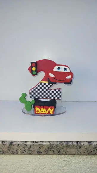 Mini Topo de Bolo Vela Personalizada Carros Disney