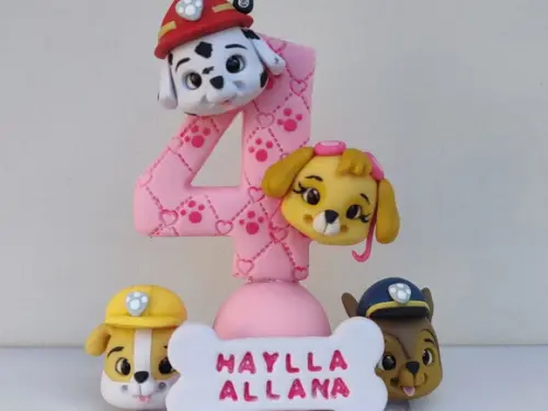 Mini Topo Vela Personalizada Patrulha Canina