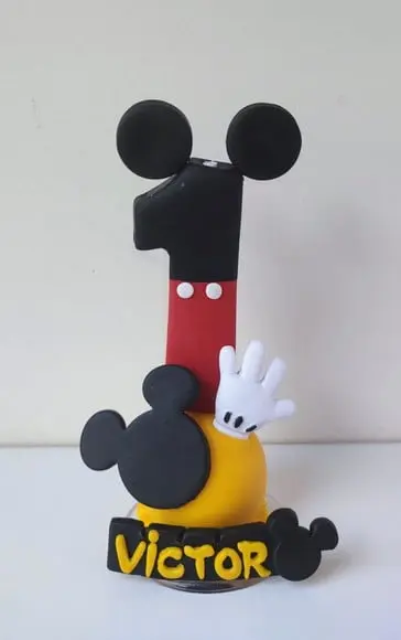 Topo de Bolo Vela Personalizada Mickey