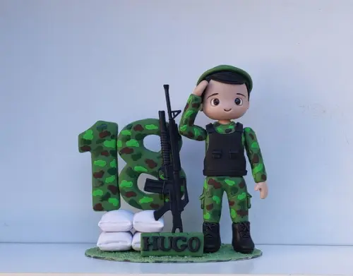 Topo de Bolo Vela Personalizada Militar