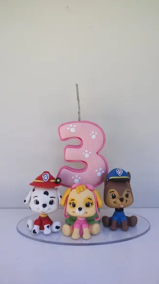 Topo de Bolo Vela Personalizada Patrulha Canina