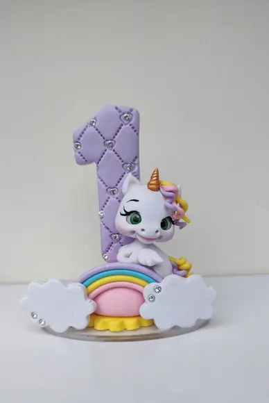 Topo de Bolo Vela Personalizada Unicórnio