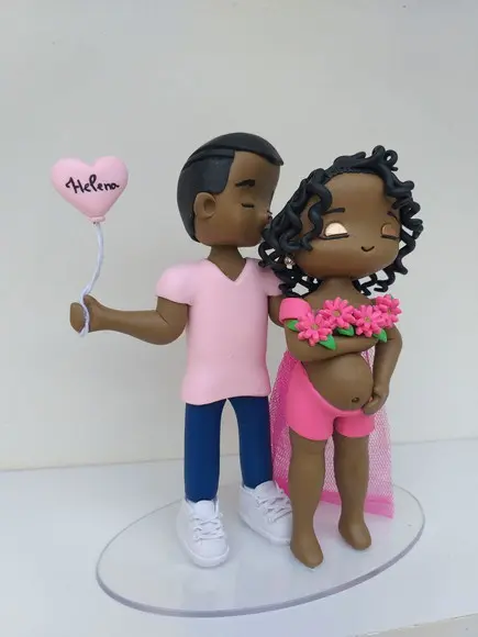 Topo de Chá de Bebê Gestante com Papai