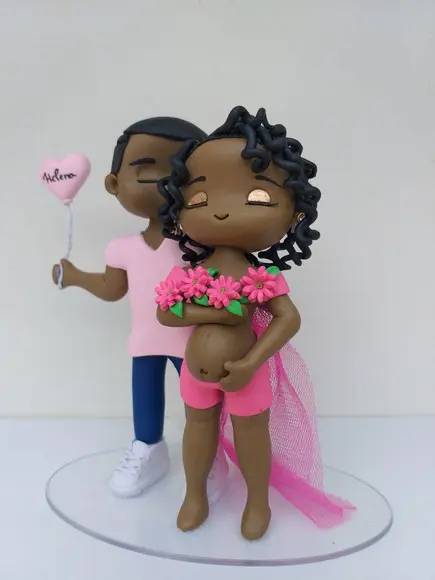 Topo de Chá de Bebê Gestante com Papai