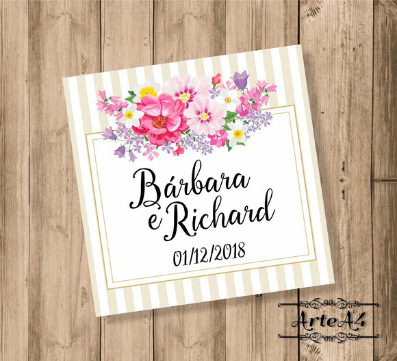 Adesivo p/ Caixinha Lembrancinha Floral