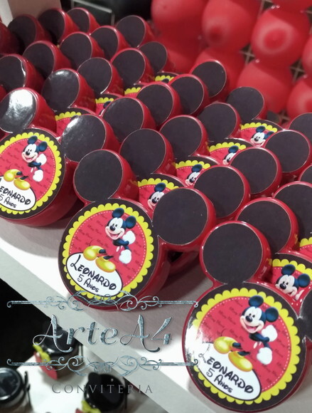Adesivo p/ Latinha Lembrancinha com Formato de Mickey