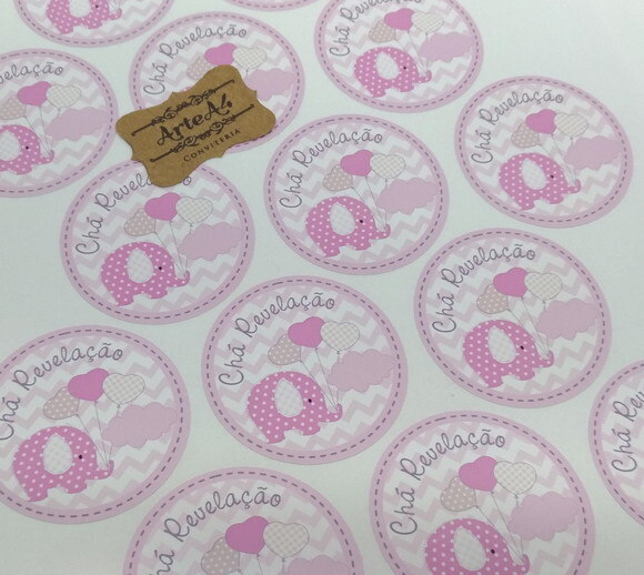 Adesivo p/ Latinha Lembrancinha Chá de Bebê Revelação