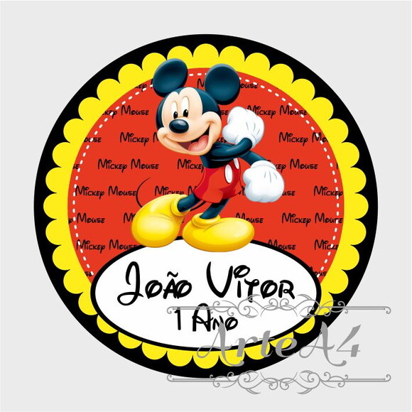 Adesivo Rótulo p/ Latinha Lembrancinha Mickey