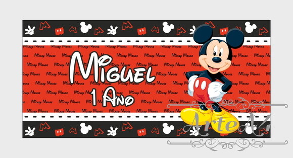 Adesivo Rótulo para Cofrinho Lembrancinha Mickey