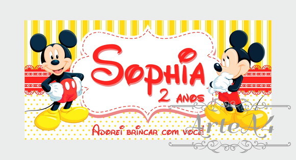 Adesivo Rótulo para Cofrinho Lembrancinha Mickey