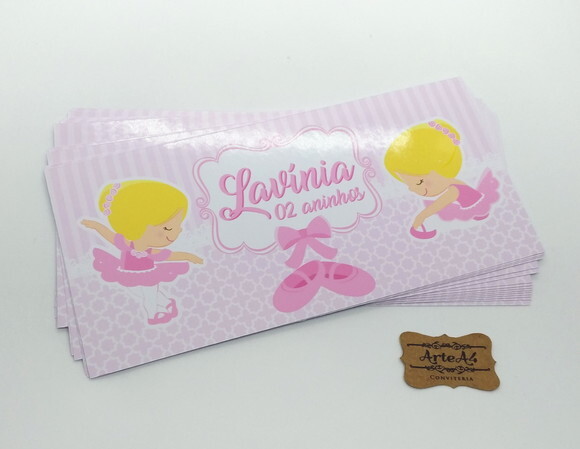 Adesivo Rótulo para Cofrinho Lembrancinha Bailarina