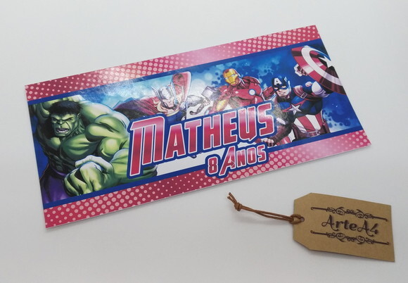 Adesivo Rótulo para Cofrinho Lembrancinha Vingadores