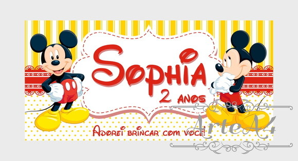 Adesivo Rótulo para Cofrinho Lembrancinha Mickey