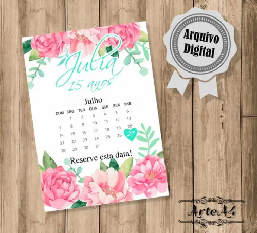 Convite Digital Save the Date 15 Anos Tiffany e Rosa