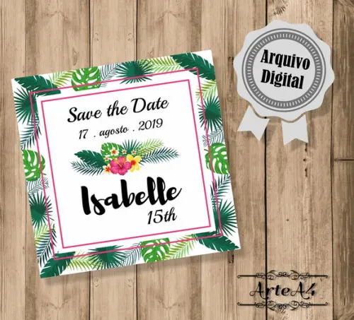 Convite Digital Save the Date Tropical