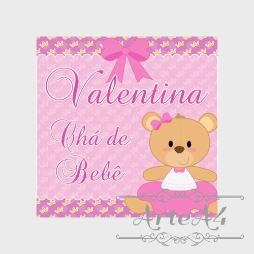 Adesivo Etiqueta p/ Caixinha Lembrancinha Ursinha Bailarina
