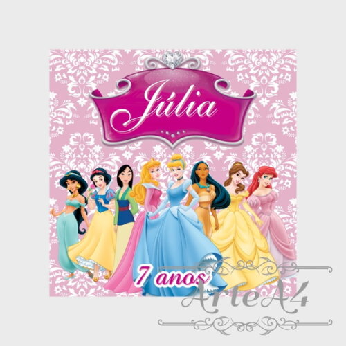 Adesivo Etiqueta para Caixinha Lembrancinha Princesas Disney