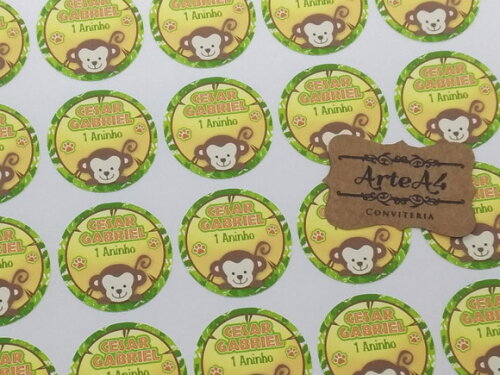 Adesivo para Copinho de Doce Safari Macaco 3cm
