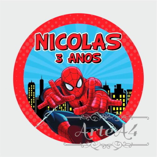 Adesivo Rótulo p/ Latinha Lembrancinha Homem Aranha
