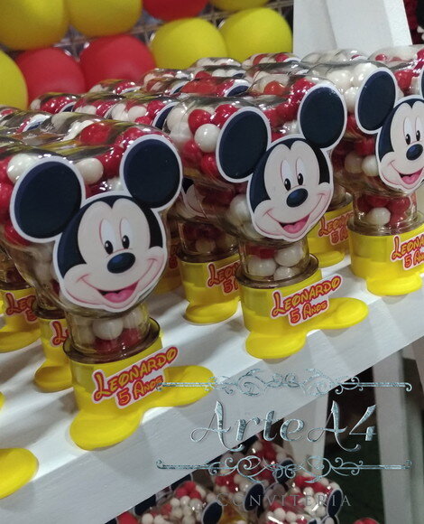 Adesivo para Tubete Lembrancinha Mickey + Nome Personalizado